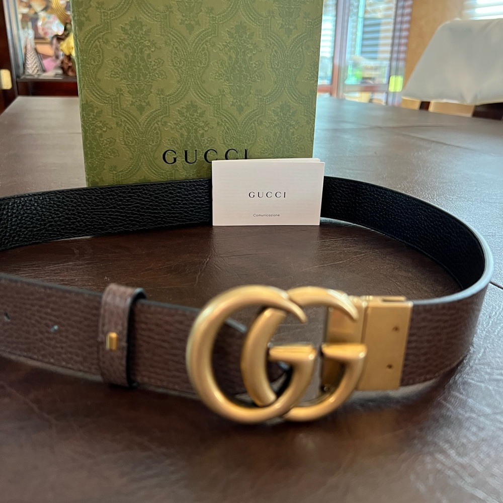 Gucci GG Marmont Men Reversible Belt Size 80